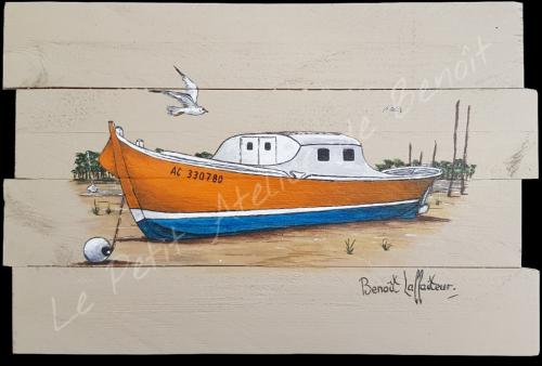 N° 019 Pinasse orange et bleue