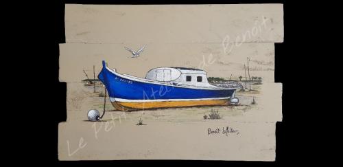 N° 024 Pinasse bleue et orange