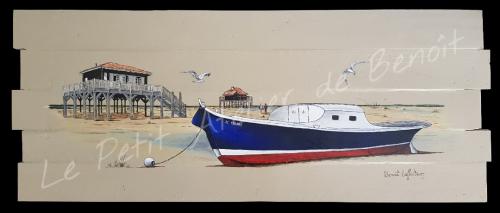 N° 032 Pinasse, cabanes et couple