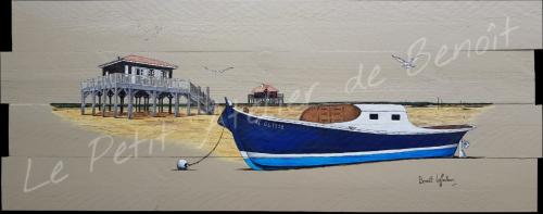 N° 044 Pinasse bleue et Cabanes Tchanquées